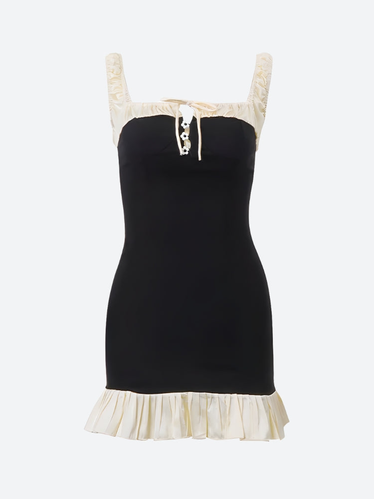 Pleated Hem Women's Mini Dress - Party & Day Style