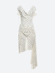 FJØRNA polka dot women's mini dress featuring a playful pattern, suitable for party and day wear, shown on a model.