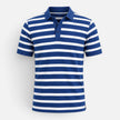 Men's FJØRNA striped polo shirt with breathable fabric, slim fit design, and classic style for casual wear.