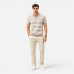 Men's FJØRNA striped slim fit polo shirt in soft summer fabric, featuring a classic collar and short sleeves.