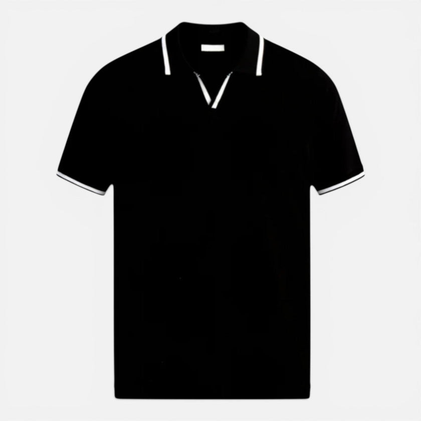 Men's slim fit summer polo shirt by FJØRNA, lightweight breathable knit fabric, casual style, in classic color.