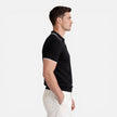 Men's slim fit summer polo shirt by FJØRNA, lightweight and breathable knit fabric, shown in a casual style.