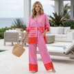 FJØRNA relaxed two-piece set featuring graphic nautical and geometric motifs, stylish and comfortable casual outfit.