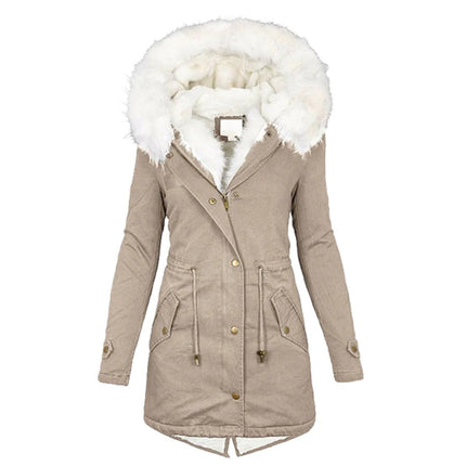 Helena | Women's Waterproof Long Winter Jacket with Fur-Trimmed Hood
