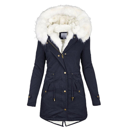 Helena | Women's Waterproof Long Winter Jacket with Fur-Trimmed Hood