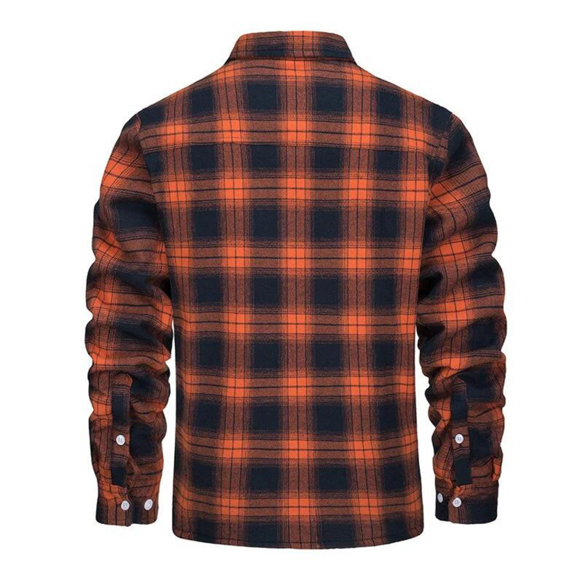 Men’s Checked Jacket - Button-Up - Warm Casual Outerwear