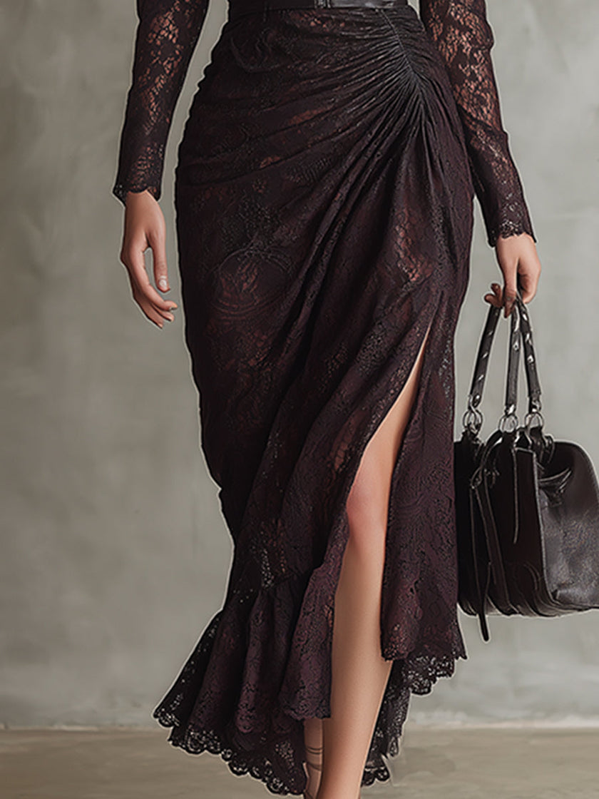 Red Faux Leather Maxi Dress | Evening Dress