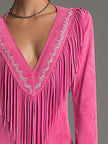 Red Faux Suede Tassel Mini Western Dress Western | Casual Dress