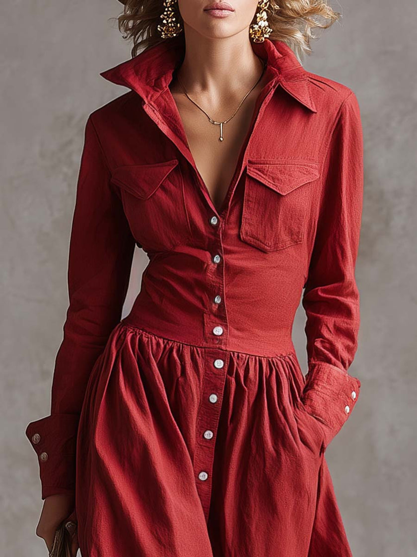 Red Linen Maxi Dress | Casual Dress