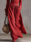 Red Linen Maxi Dress | Casual Dress