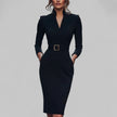 Women’s Chic Midi Dress – Elegant Sheath with Refined Collar - 1