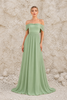 Sage green backless dress by FJØRNA, featuring a flowy silhouette and sleeveless design, shown from the back in the image.
