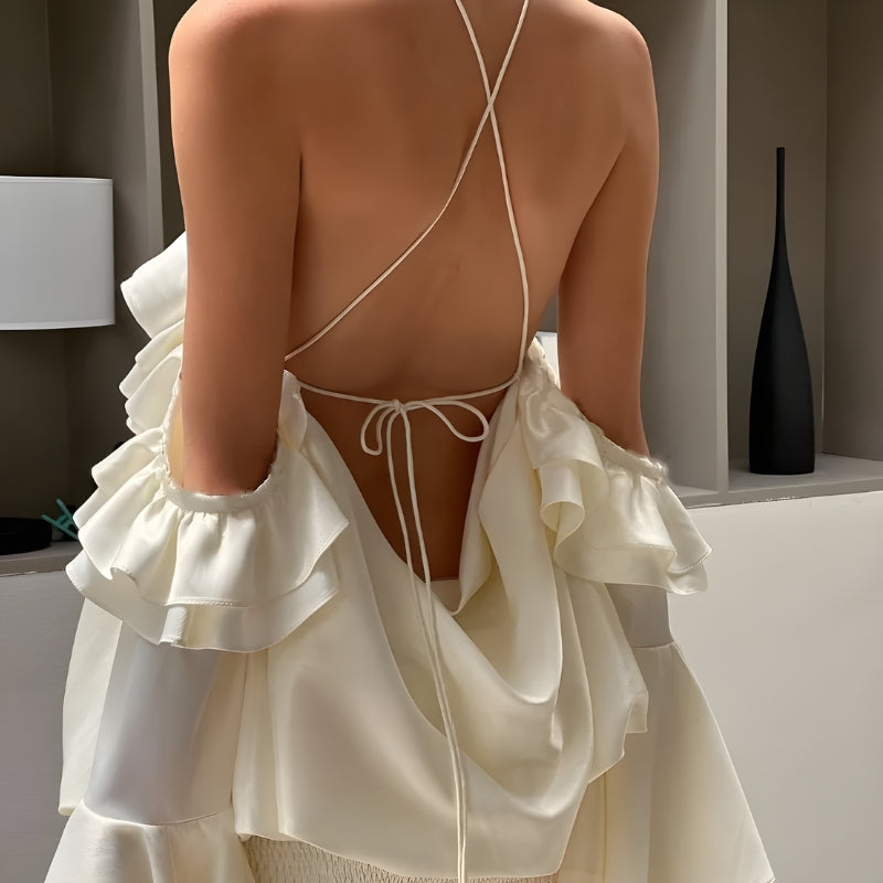 Rose Ruffled Women's Mini Dress - Party & Day Style