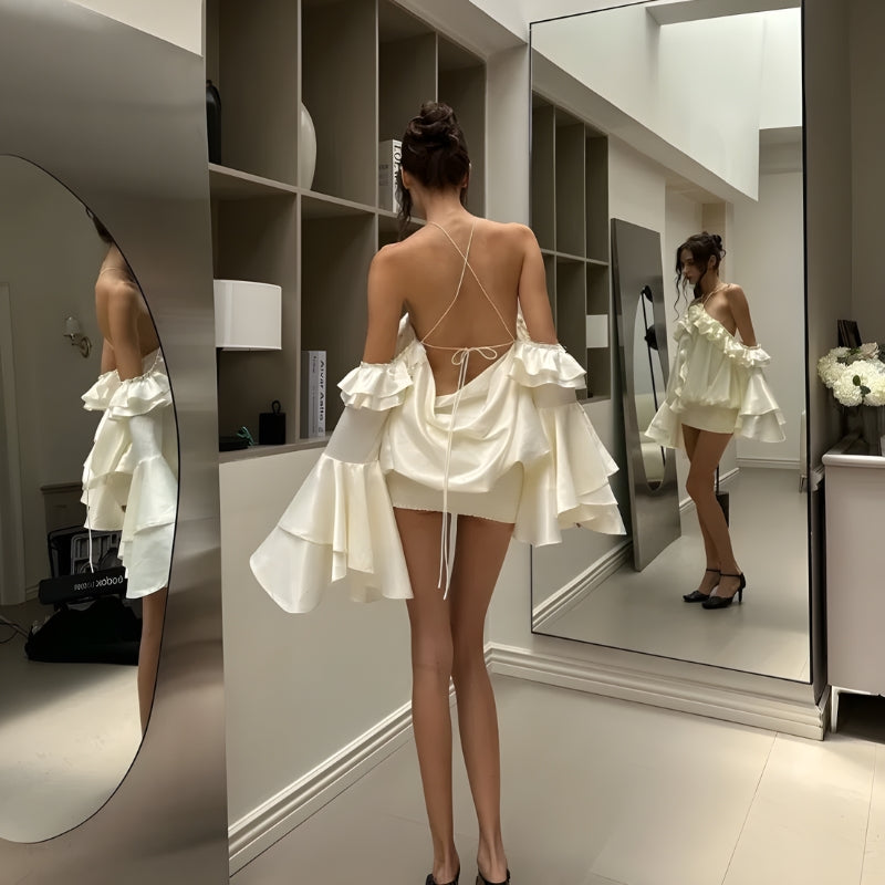 Rose Ruffled Women's Mini Dress - Party & Day Style