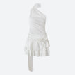FJØRNA rose satin backless mini dress for women, perfect for parties and cocktails, shown in a stylish, elegant design.