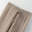 FJØRNA women's merino wool wide leg high waist trousers, stylish and comfortable pants in natural wool fabric.