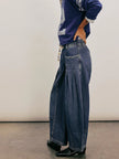 Cotton Jeans Women Wide Leg Drawstring