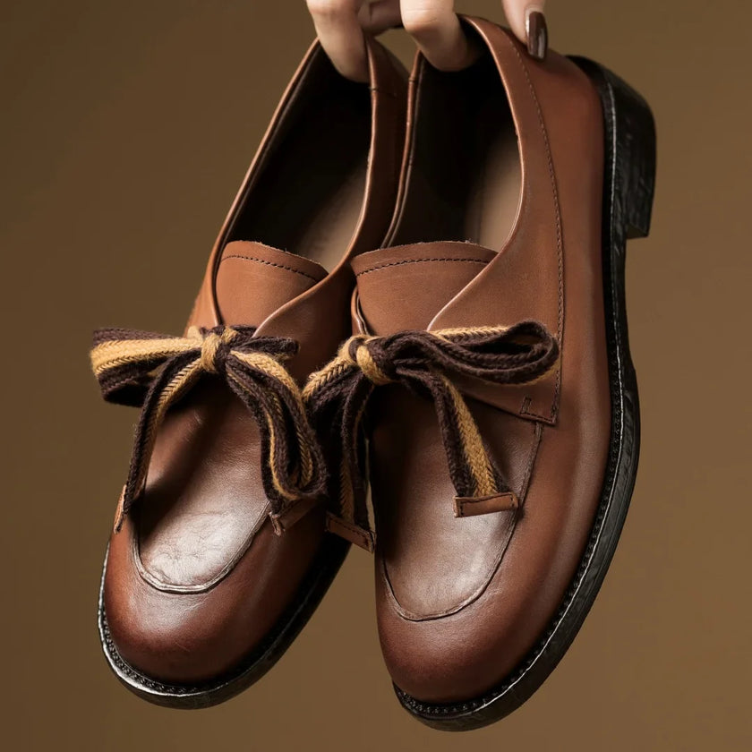 Handcrafted women's leather loafers by FJØRNA with cushioned insoles, stylish slip-on shoes perfect for everyday wear.