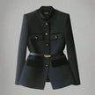 Elina – Tailored Wool-Blend Coat with Gold Details