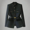 Elina – Tailored Wool-Blend Coat with Gold Details