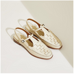 FJØRNA women's Italian leather slingback sandals with woven design, summer footwear, stylish and comfortable for warm weather.