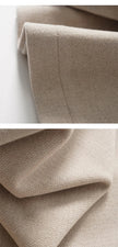 FJØRNA women's wool wide-leg high-waist trousers, stylish pants with a relaxed fit and tailored design in neutral wool fabric