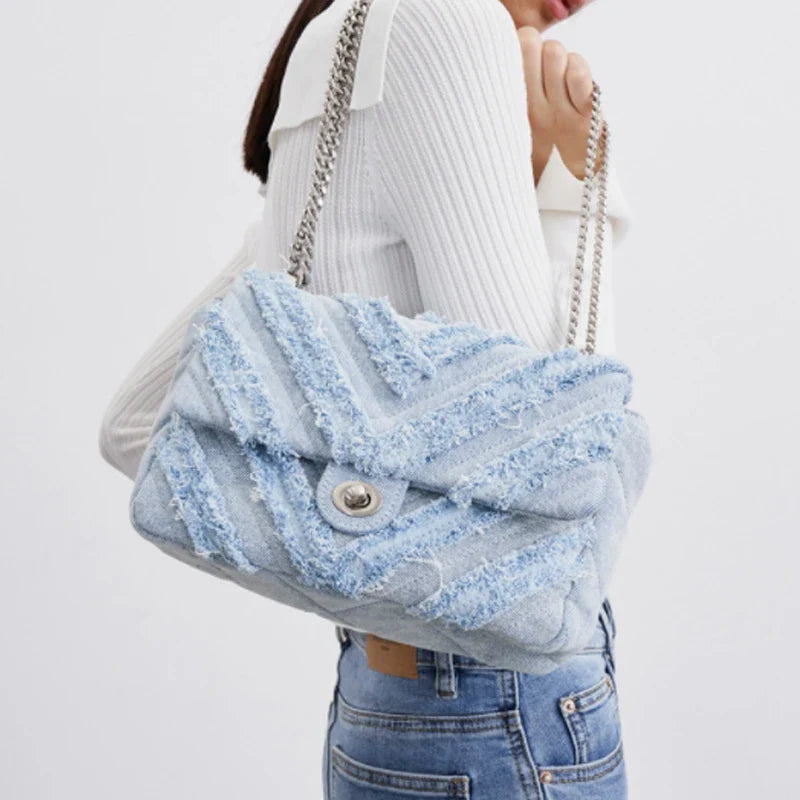 Light Blue Denim Shoulder Bag