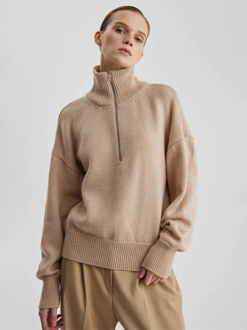 Cozy Knit Sweater with Half Zip