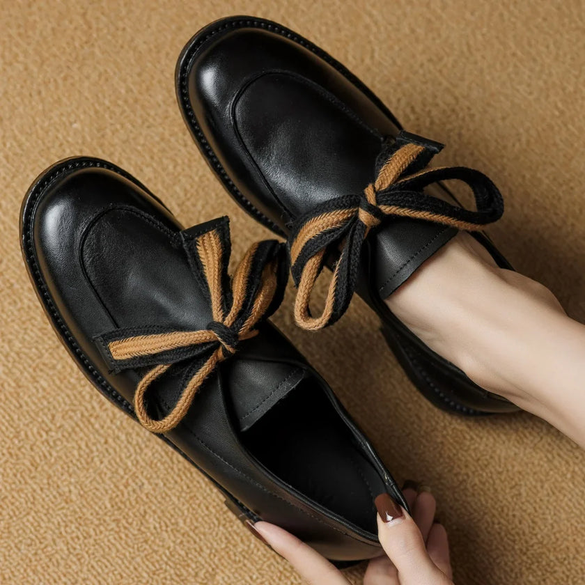 FJØRNA women's handcrafted leather loafers with cushioned insoles, stylish slip-on shoes for women, in brown leather.