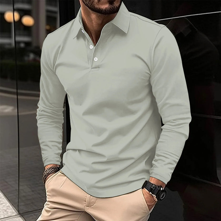 Stylish Long Sleeve Polo Shirt
