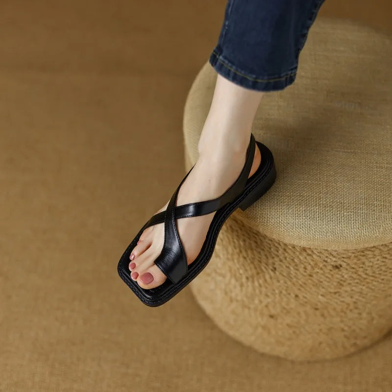 Italian Leather Cross Sandals