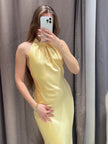 Isabella - Sunny Straps Satin Butter Yellow Dress