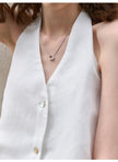 FJØRNA women's linen waistcoat with halter neck and sleeveless design, stylish top perfect for summer or casual wear