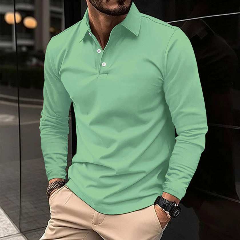 Stylish Long Sleeve Polo Shirt