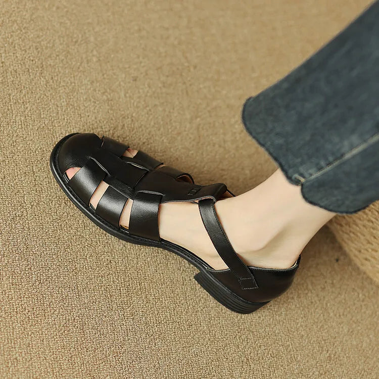 FJØRNA women's Italian leather sandals with adjustable straps, showcasing stylish and comfortable open-toe footwear.