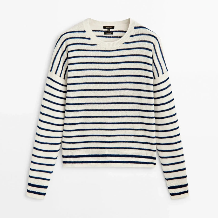 Mia – Crew Neck Women’s Casual Striped Sweater | Fashion 7