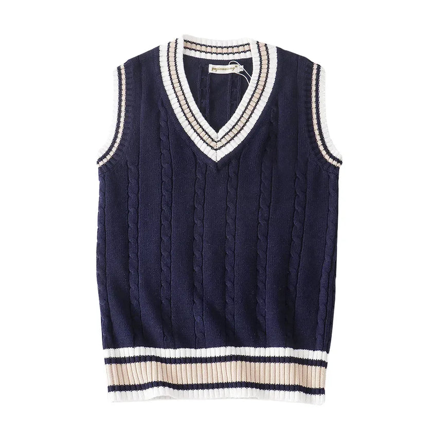 Christof - Men's Chunky V-Neck Sleeveless Knit Sweater