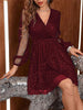 FJØRNA black long sleeve A-line dress with a solid color design, perfect for spring and autumn, featuring a stylish neck and vestido style.