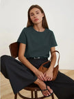 Women's FJØRNA cotton T-shirt, soft and comfortable, shown in a casual fit with short sleeves and classic crew neckline.