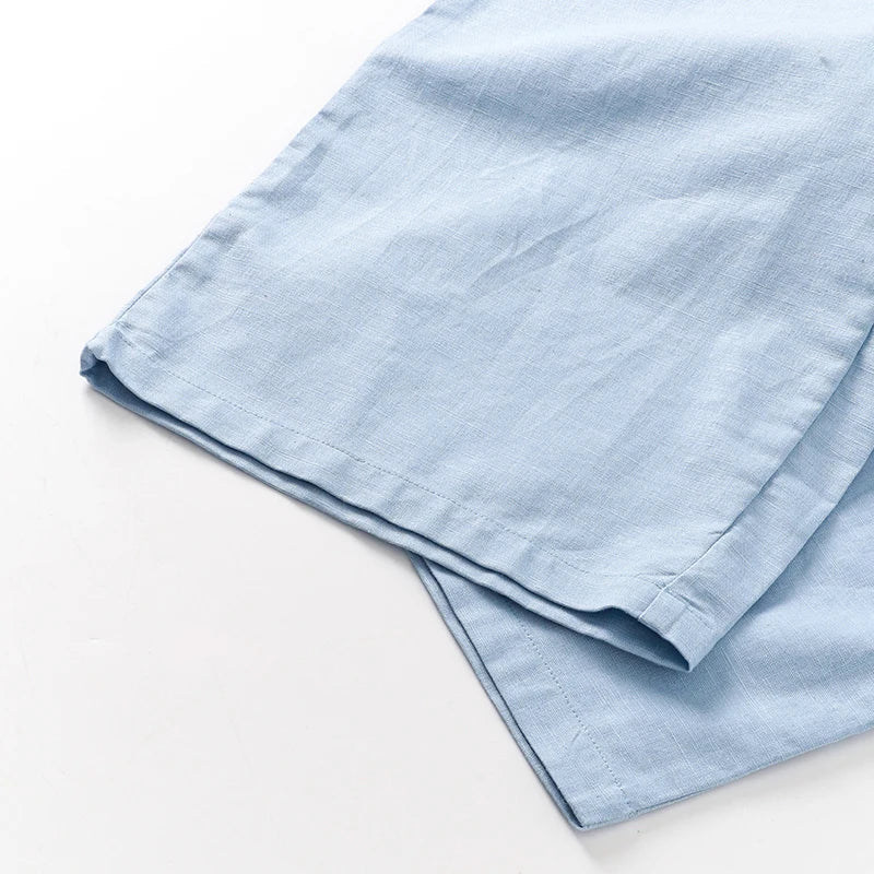 FJØRNA women's cotton linen wide-leg trousers with drawstring pull-on design, comfortable and stylish for casual wear.