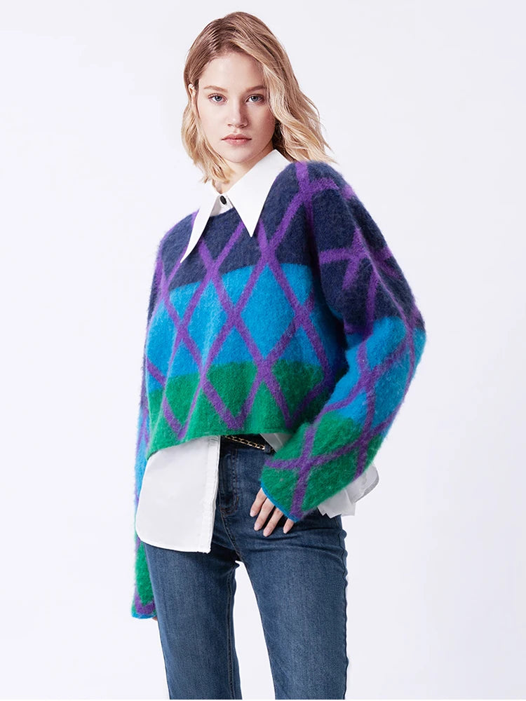 Mia – Crew Neck Women’s Cozy Colorblock Sweater | Pullover 2