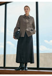 FJØRNA linen blend women's shirt with long sleeves and a relaxed fit, featuring a soft, breathable fabric and classic collar.
