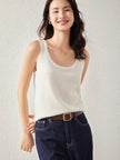 FJØRNA women's cashmere top, soft and cozy knit, shown in a neutral color, stylish and comfortable for casual wear