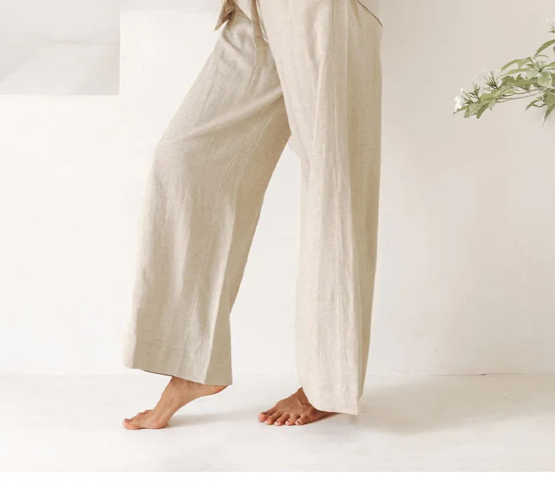 FJØRNA women's linen top with ruffle details, lightweight and breathable, perfect for casual or summer wear.