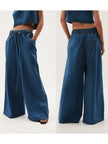 Denim Jeans Women Wide Leg Drawstring