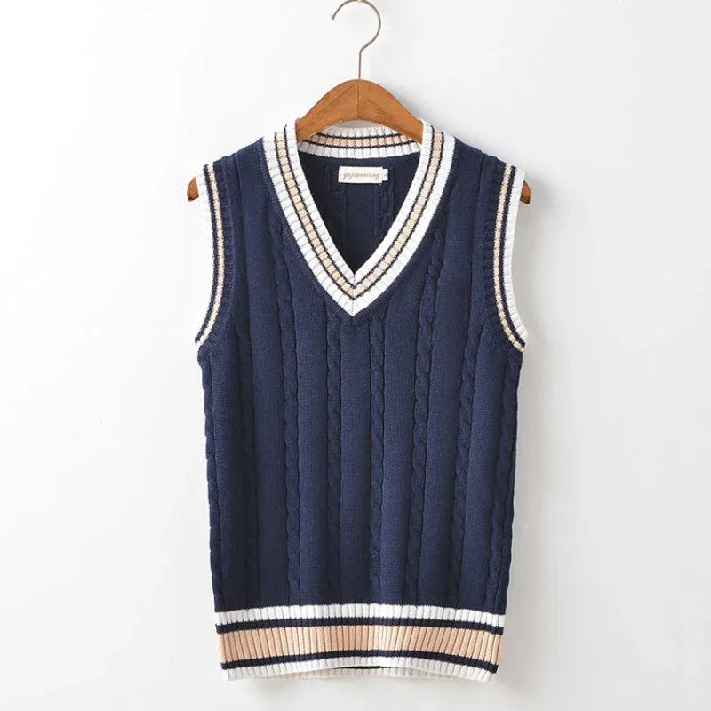 Christof - Men's Chunky V-Neck Sleeveless Knit Sweater