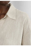 FJØRNA women's linen polo top with collar, lightweight and casual short-sleeve blouse for women, soft fabric and relaxed fit.