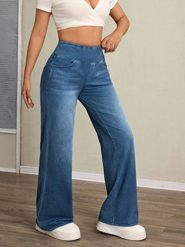 High-Rise Wide Leg Jeans Denim