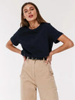 Women’s cotton T-shirt by FJØRNA, casual top with a relaxed fit, soft fabric, and simple design, perfect for everyday wear.