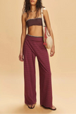 FJØRNA women's knit wide-leg trousers from co-ord set, showing soft, textured fabric and relaxed fit in a stylish pants design.